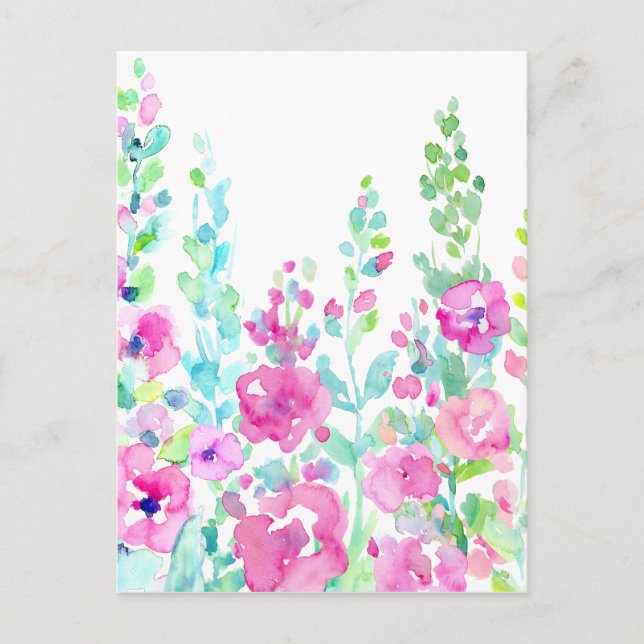 Watercolor abstract floral bed postcard (Front)