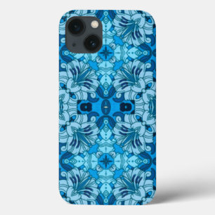 Watercolor Abstract Floral Denim Blue   iPhone 13 Case