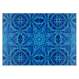 Watercolor Abstract Floral Denim Blue   Cutting Bo Board