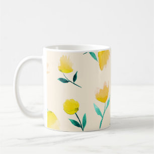 Watercolor Abstract Floral Peony Pattern Coffee Mug