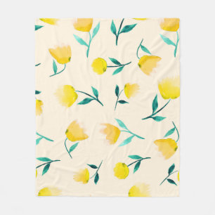 Watercolor Abstract Floral Peony Pattern Fleece Blanket