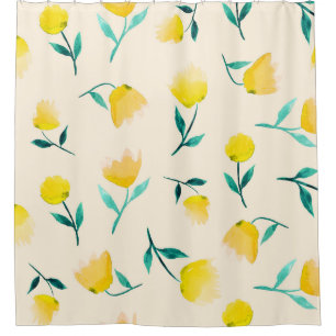 Watercolor Abstract Floral Peony Pattern Shower Curtain