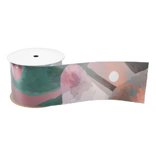 Watercolor Abstract Flowers 1 Satin Ribbon