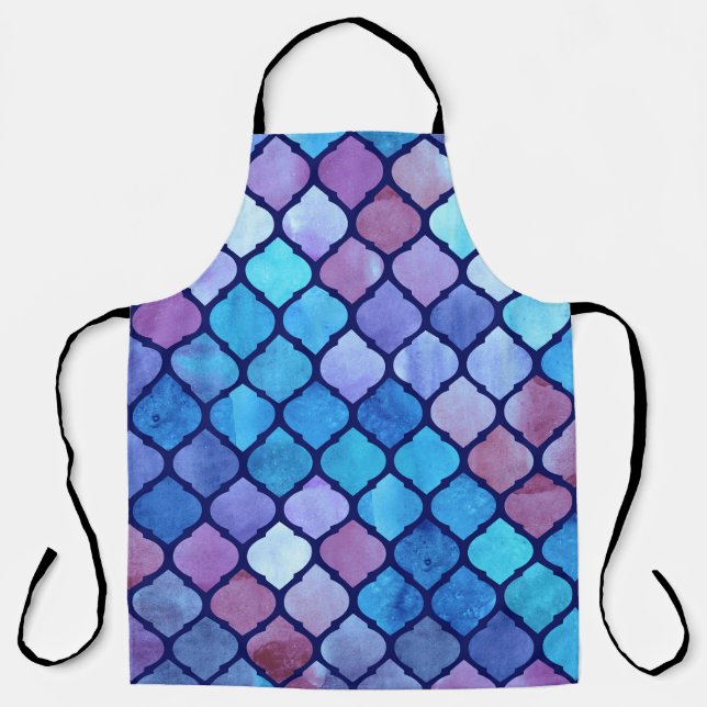 Watercolor Abstract Geometric Arab Tiles Apron (Front)