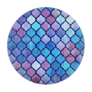 Watercolor Abstract Geometric Arab Tiles Cutting Board