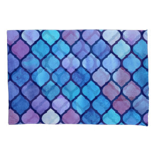 Watercolor Abstract Geometric Arab Tiles Pillowcase