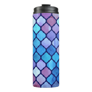 Watercolor Abstract Geometric Arab Tiles Thermal Tumbler