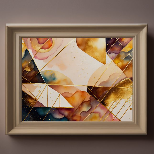 Watercolor Abstract Geometric Painting Gold 4:3 Poster (Creator Uploaded)
