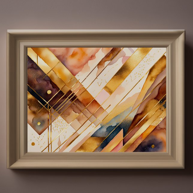 Watercolor Abstract Geometric Painting Gold 4:3 Poster (Creator Uploaded)