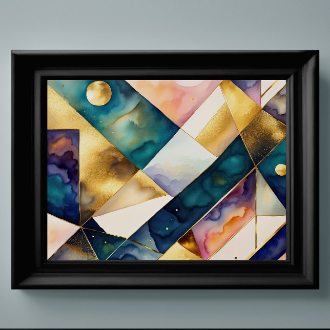 Watercolor Abstract Geometric Painting Gold 4:3 Poster (Creator Uploaded)