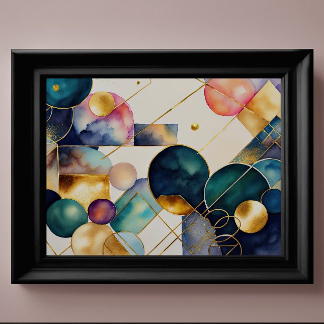 Watercolor Abstract Geometric Painting Gold 4:3 Poster (Creator Uploaded)