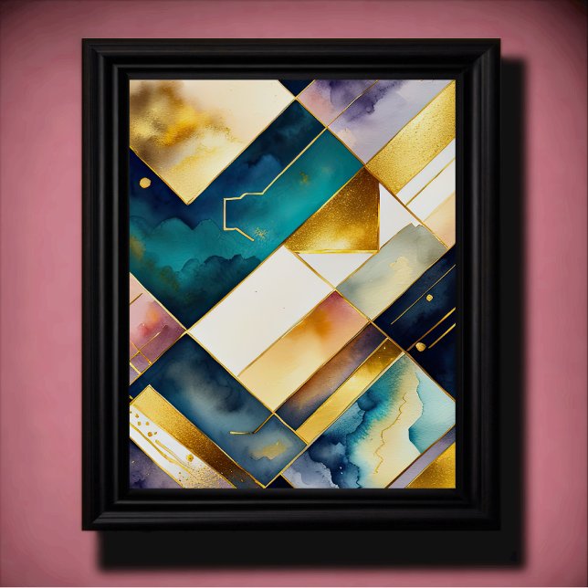 Watercolor Abstract Geometric Painting Gold 4:5 Poster (Creator Uploaded)