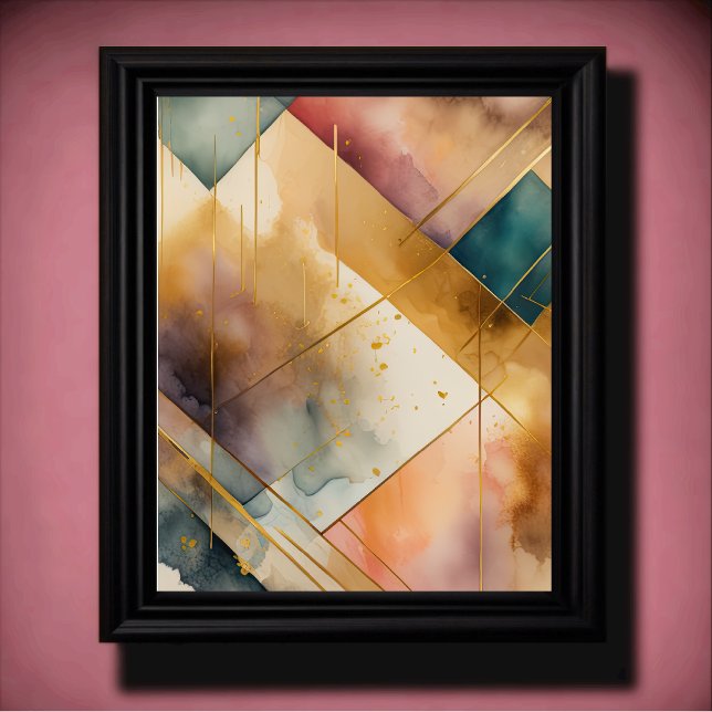 Watercolor Abstract Geometric Painting Gold 4:5 Poster (Creator Uploaded)