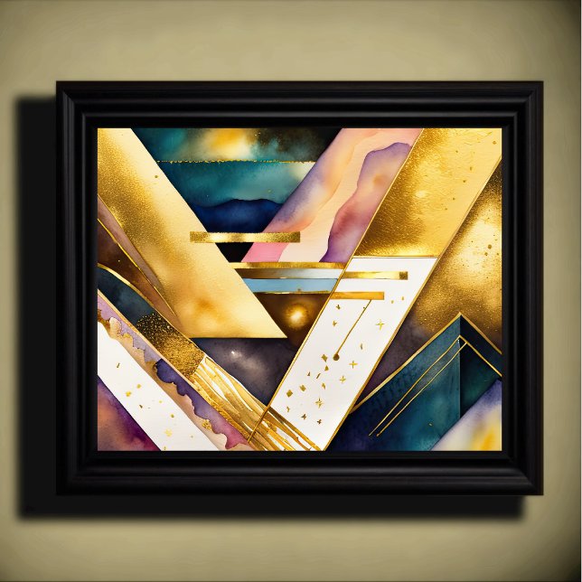 Watercolor Abstract Geometric Painting Gold 5:4 Poster (Creator Uploaded)
