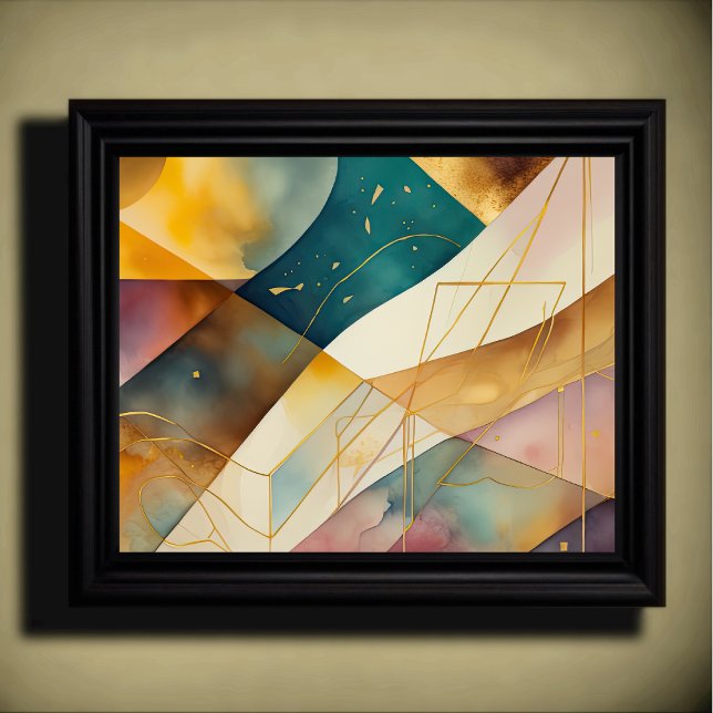 Watercolor Abstract Geometric Painting Gold 5:4 Poster (Creator Uploaded)