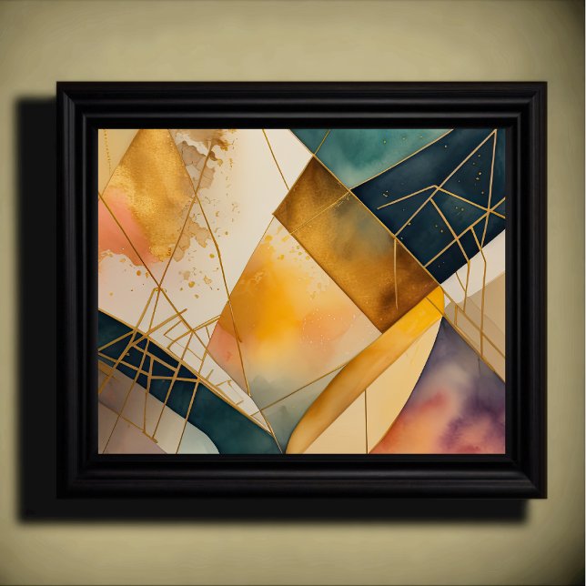 Watercolor Abstract Geometric Painting Gold 5:4 Poster (Creator Uploaded)