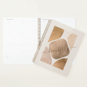 Watercolor Abstract Glittery Shapes Name Planner
