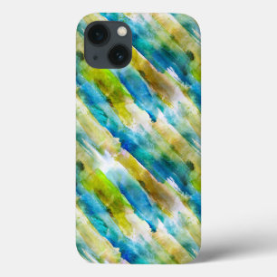 Watercolor abstract green, blue iPhone 13 case