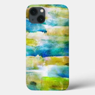 Watercolor abstract green, blue iPhone 13 case