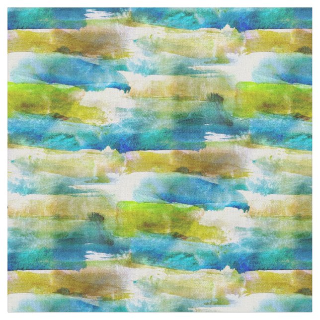 Watercolor abstract green, blue fabric (Close Up)