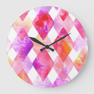 Watercolor Abstract: Hand Painted Seamless. Large Clock