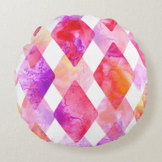 Watercolor Abstract: Hand Painted Seamless. Round Cushion