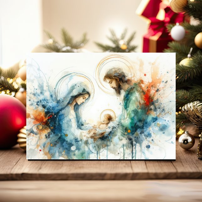 Watercolor Abstract Holy Family Holiday Card (Creator Uploaded)
