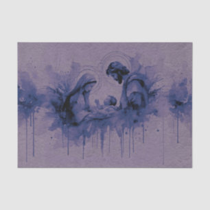Watercolor Abstract Holy Family Purple Blue Tissue Paper