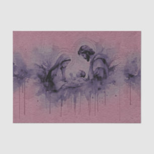 Watercolor Abstract Holy Family Purple Pink Tissue Paper