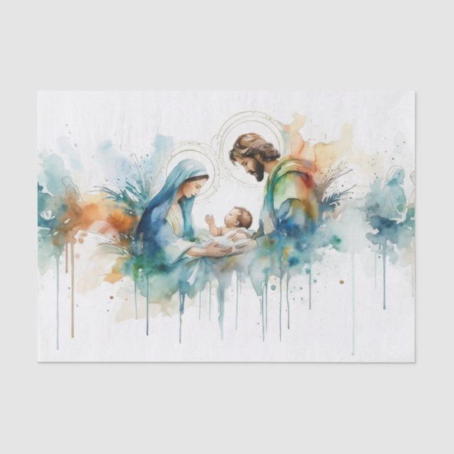 Watercolor Abstract Holy Family Tissue Paper (Front)