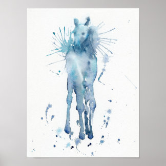 Watercolor Abstract Horse Foal Painting Poster
