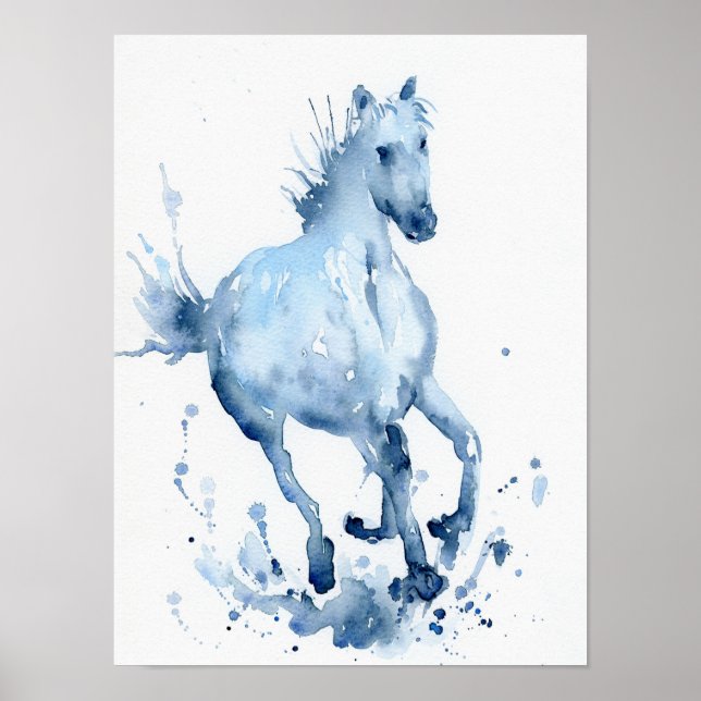Watercolor Abstract Horse Galloping Painting Poster (Front)