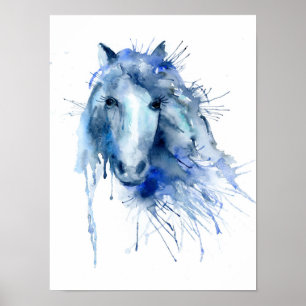 Watercolor Abstract Horse Portrait Poster