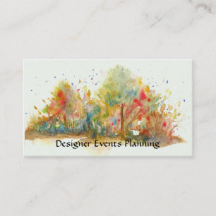 Watercolor Abstract Landscape Art Trees Forest Business Card