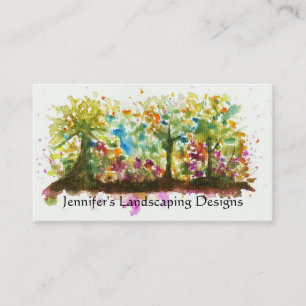 Watercolor Abstract Landscape Art Trees Forest Business Card