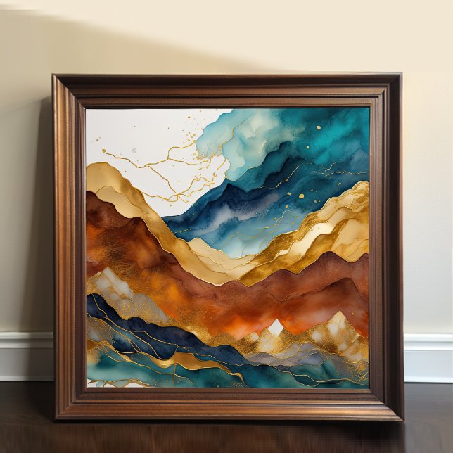 Watercolor Abstract Landscape Painting Gold 1:1 Poster (Creator Uploaded)