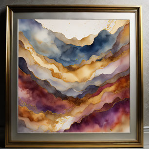 Watercolor Abstract Landscape Painting Gold 1:1 Poster