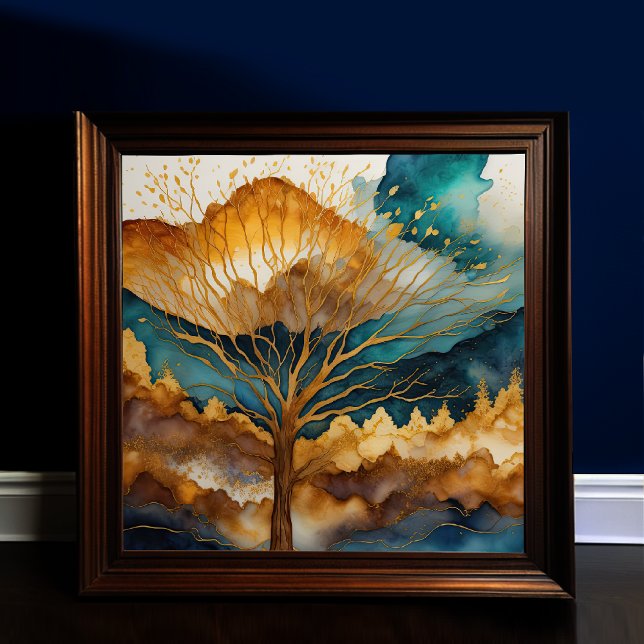 Watercolor Abstract Landscape Painting Gold 1:1 Poster (Creator Uploaded)