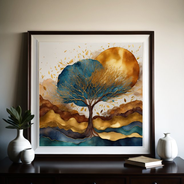 Watercolor Abstract Landscape Painting Gold 1:1 Poster (Creator Uploaded)