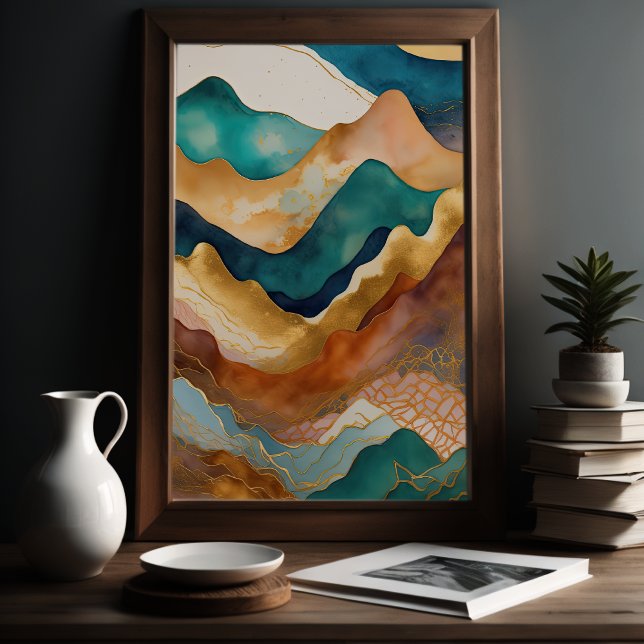 Watercolor Abstract Landscape Painting Gold 2:3 Poster (Creator Uploaded)