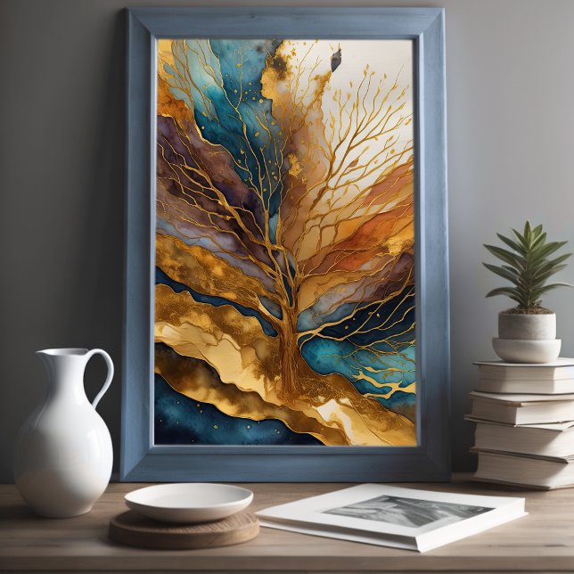 Watercolor Abstract Landscape Painting Gold 2:3 Poster (Creator Uploaded)