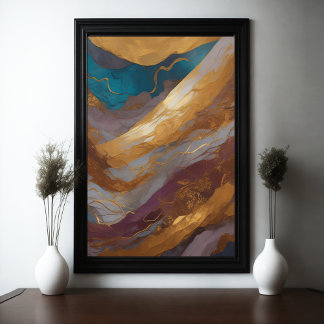 Watercolor Abstract Landscape Painting Gold 2:3 Poster