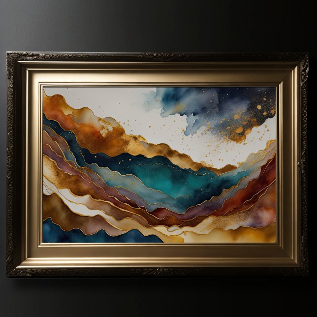 Watercolor Abstract Landscape Painting Gold 3:2 Poster (Creator Uploaded)