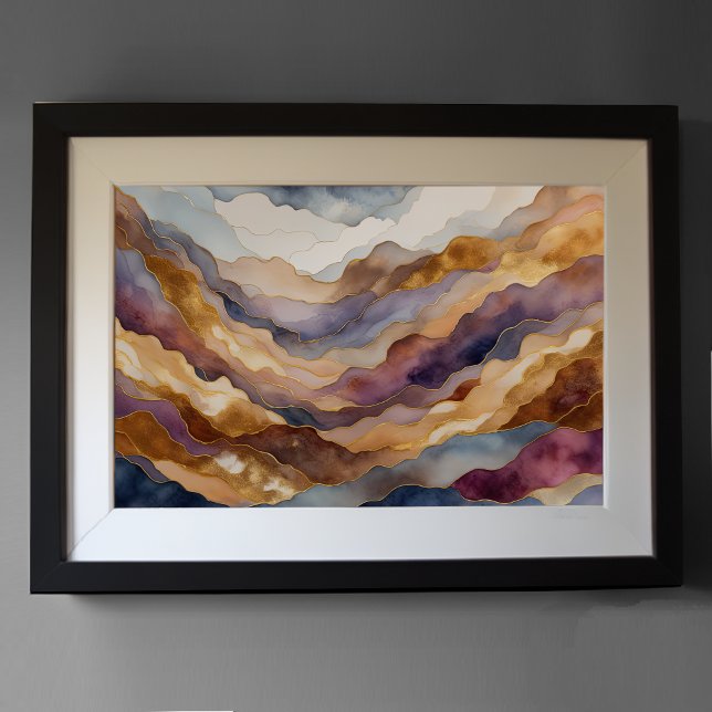Watercolor Abstract Landscape Painting Gold 3:2 Poster (Creator Uploaded)