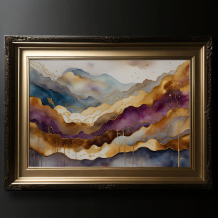 Watercolor Abstract Landscape Painting Gold 3:2 Poster