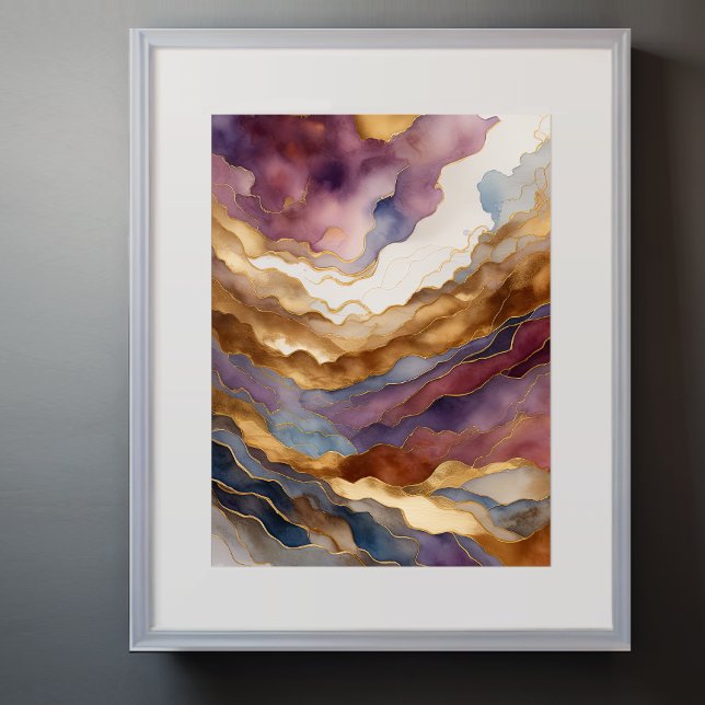 Watercolor Abstract Landscape Painting Gold 3:4 Poster (Creator Uploaded)