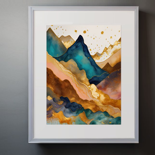 Watercolor Abstract Landscape Painting Gold 3:4 Poster (Creator Uploaded)