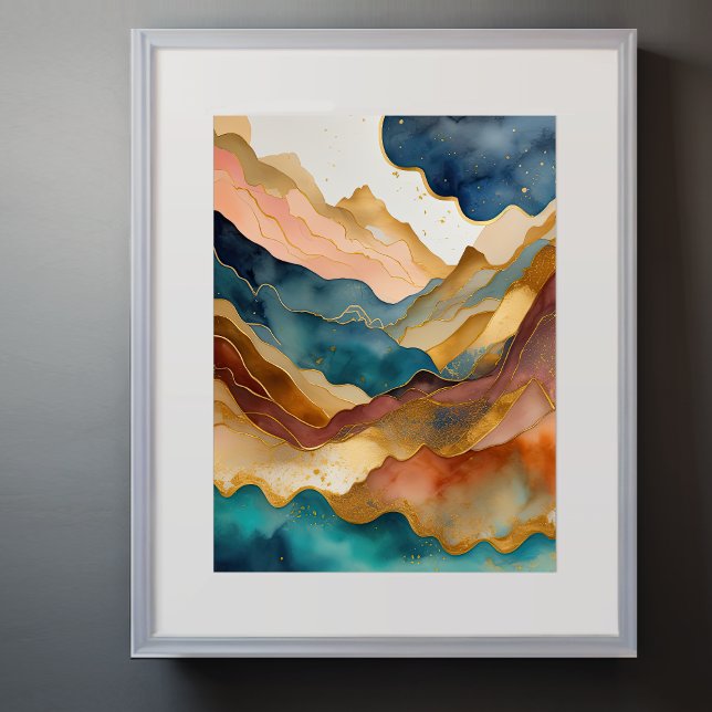 Watercolor Abstract Landscape Painting Gold 3:4 Poster (Creator Uploaded)