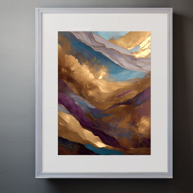 Watercolor Abstract Landscape Painting Gold 3:4 Poster (Creator Uploaded)