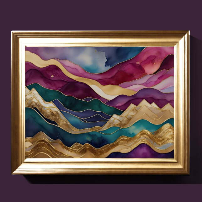 Watercolor Abstract Landscape Painting Gold 4:3 Poster (Creator Uploaded)